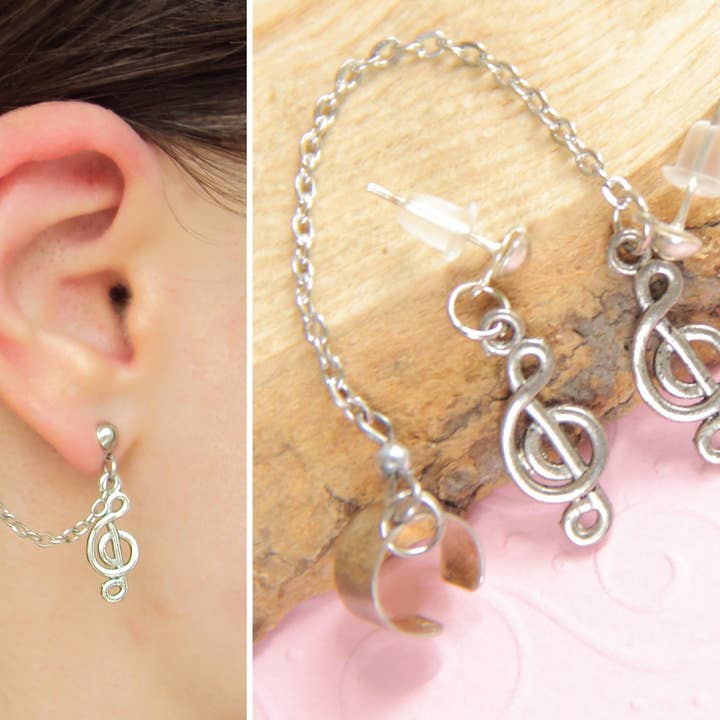 SomeBijoux4You - Vendita all'ingrosso Orecchini ear cuff/ear wrap - Orecchini a forma di chiave di violino, a forma di chiave di violino, senza perforazione della cartilagine8