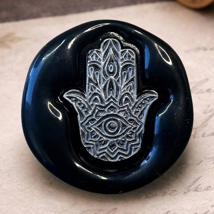 Hamsa Hand Wax Seal – Gothic Protective Evil Eye Stamp for Envelopes, Letters & Journals for wholesale by Gothic Garage