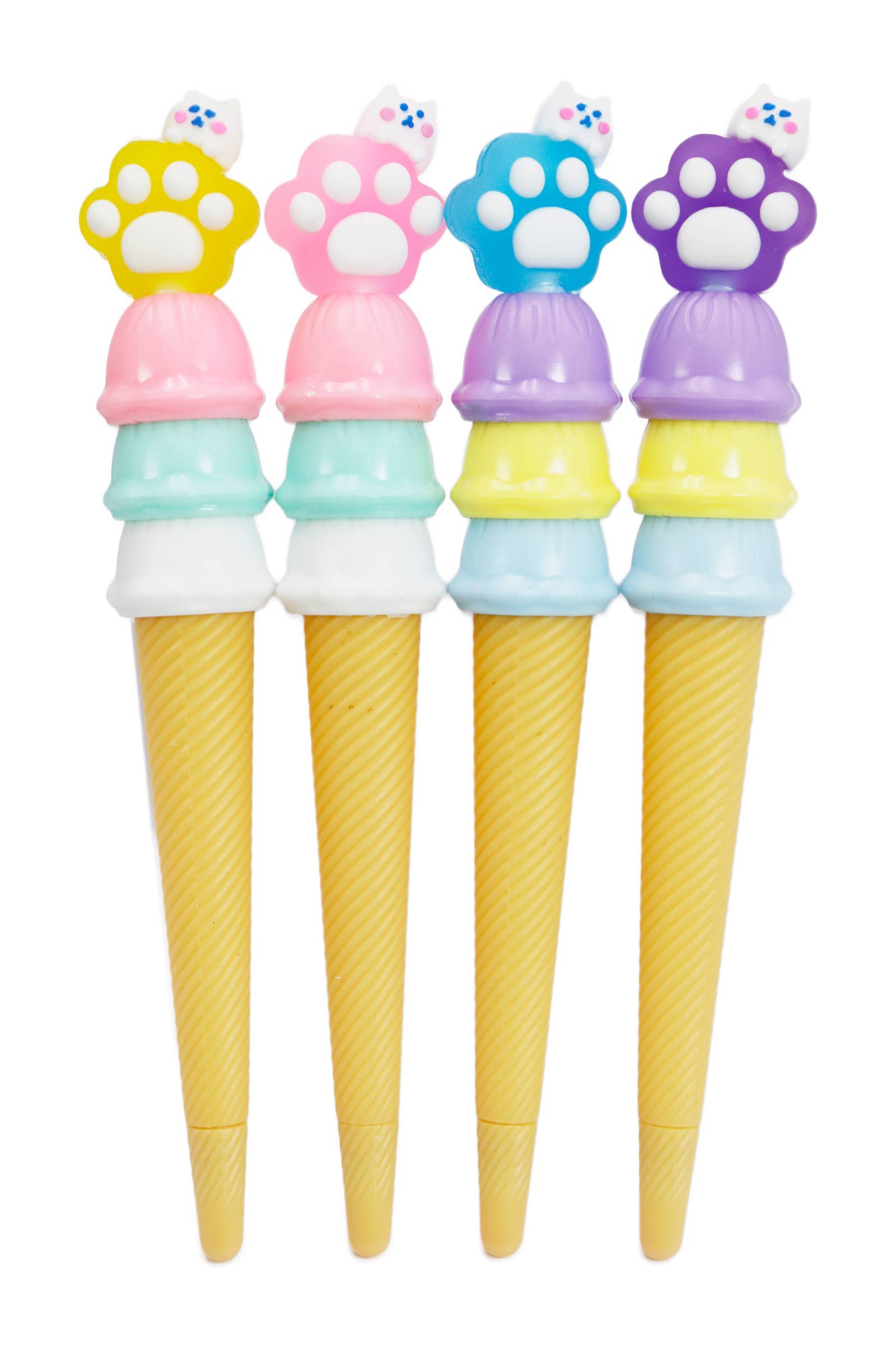 ASSORTED Kitty Cat Paw Ice Cream Cone Pen - 36 Pcs for wholesale on Faire2