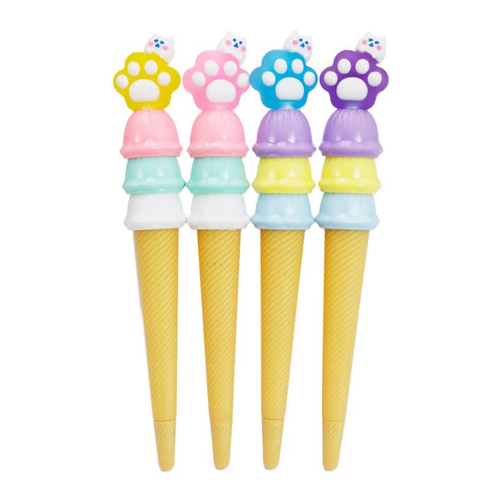 ASSORTED Kitty Cat Paw Ice Cream Cone Pen - 36 Pcs for wholesale on Faire2