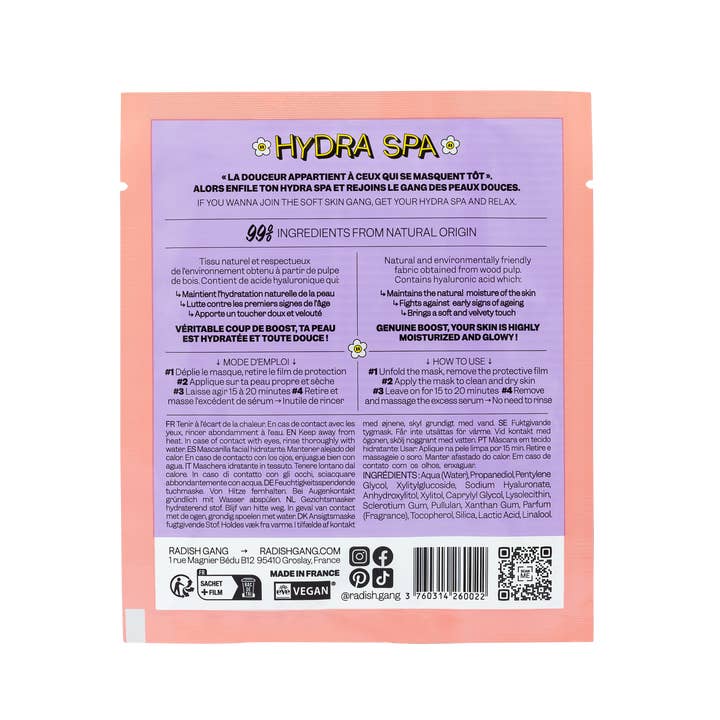 RADISH GANG - Wholesale Skincare Face Mask - HYDRA SPA - Hyaluronic Acid Moisturizing Tissue Mask4