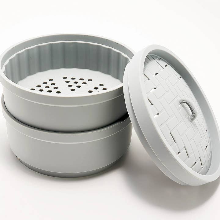 Silicone Double Stacking Steamer Set for wholesale by Kitchen Innovations Inc.
