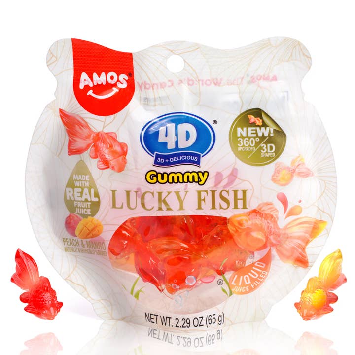 Amos 4D Lucky Fish Gummy Candy (3.95 oz) (12-Pack) for wholesale by AI Distribution