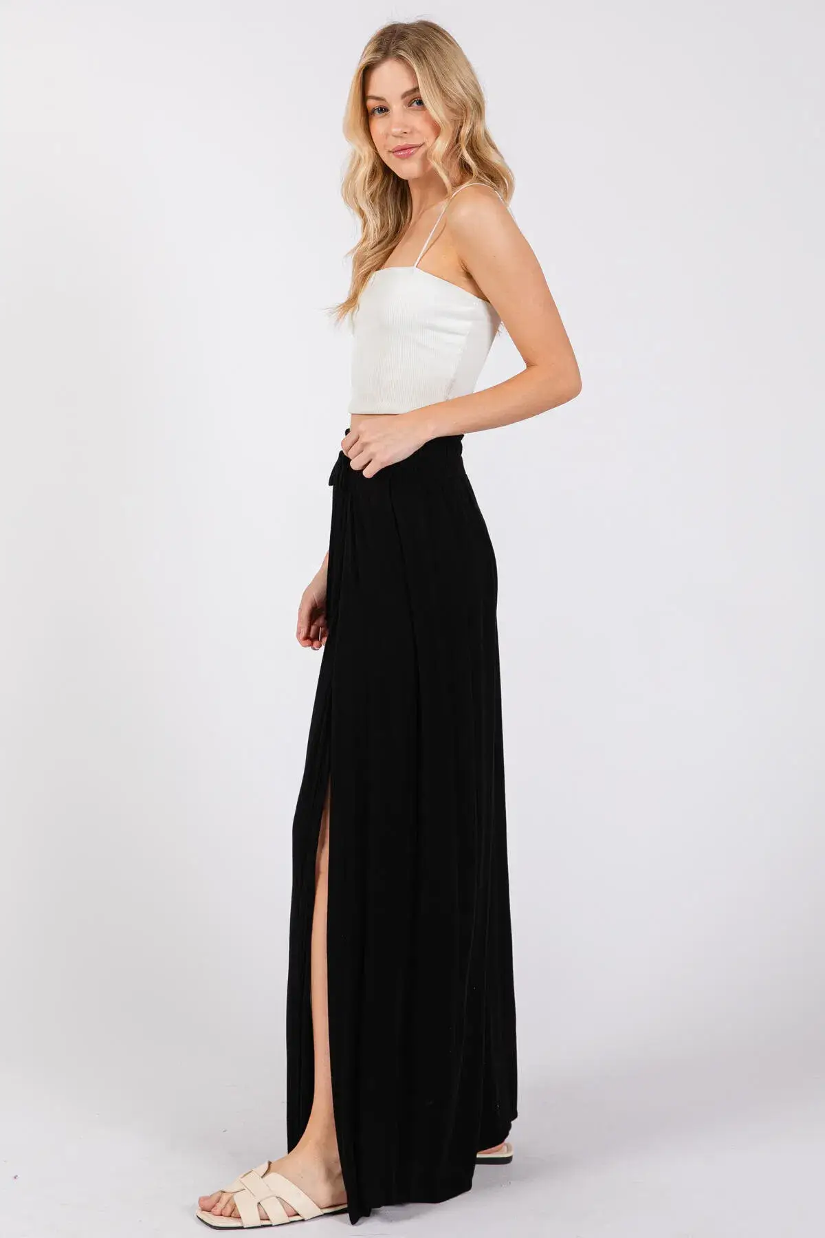 Final Touch - Wholesale Skirt - Women's - Solid Thigh Split Maxi Skirt - S80050A1