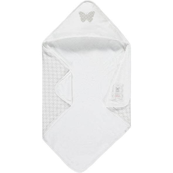 Hooded Towel White/Grey Butterfly for wholesale by Lily and Mortimer