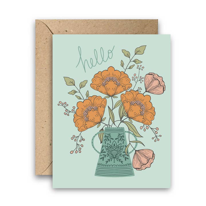 Hello Flowers – Friendship & Everyday Floral Greeting Card for wholesale by Amicreative