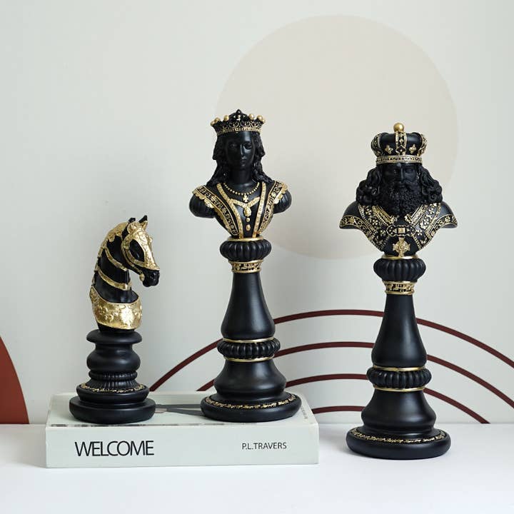 Elegant Resin Chess Piece Figurine Set Home Decor for wholesale by Liffy