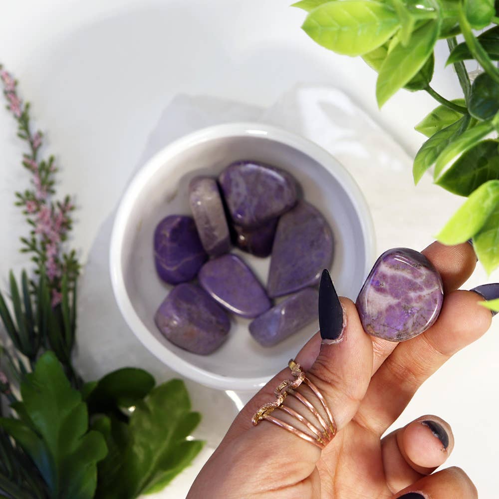 Natures Artifacts Inc - Venta al por mayor Piedras/cristales espirituales - Piedras rodadas de jade morado de 1/4 libra, jade lavanda6