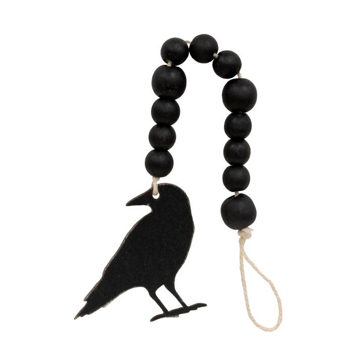 The Hearthside Collection - Wholesale Ornament - Wooden Beaded Crow Ornament