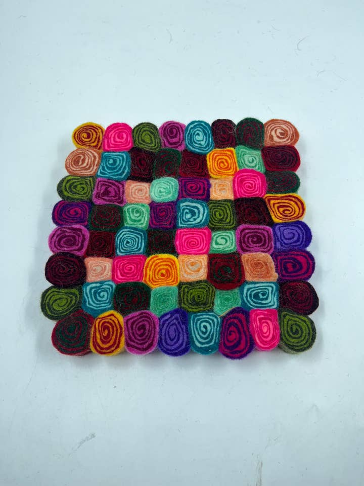 Felt Serial Trivets/Hotpads,10cm Rectangle Handmade for wholesale by Funky Yak Ltd