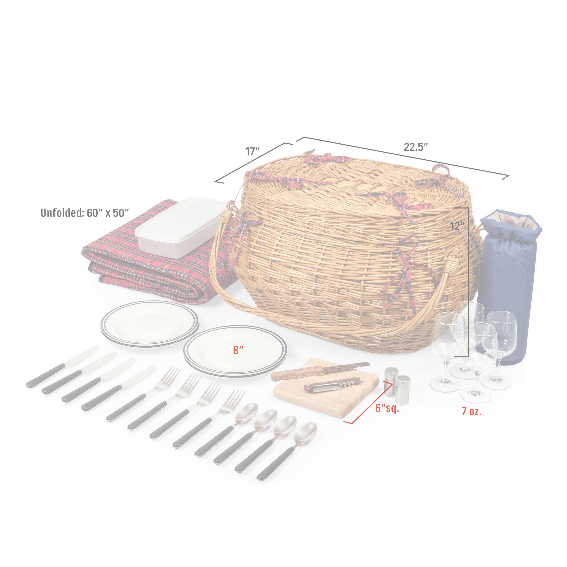 Red Blue Tartan Pattern Highlander Picnic Basket for wholesale on Faire8