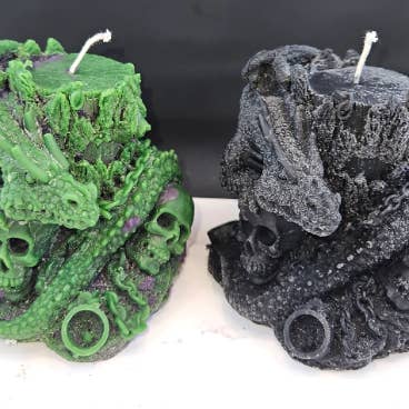 Dragon Lair unscented beeswax candle for wholesale by Twisted Candle Company