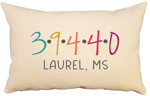 Familiar Goods - Wholesale Throw/Decorative Pillow - Zip Code Dots - 12" x 18"
