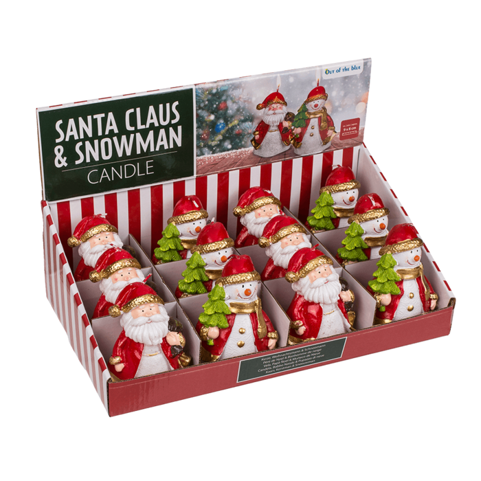 Out of the blue KG – wholesale Novelty candle – Candle, Santa Claus & Snowman assorted,1