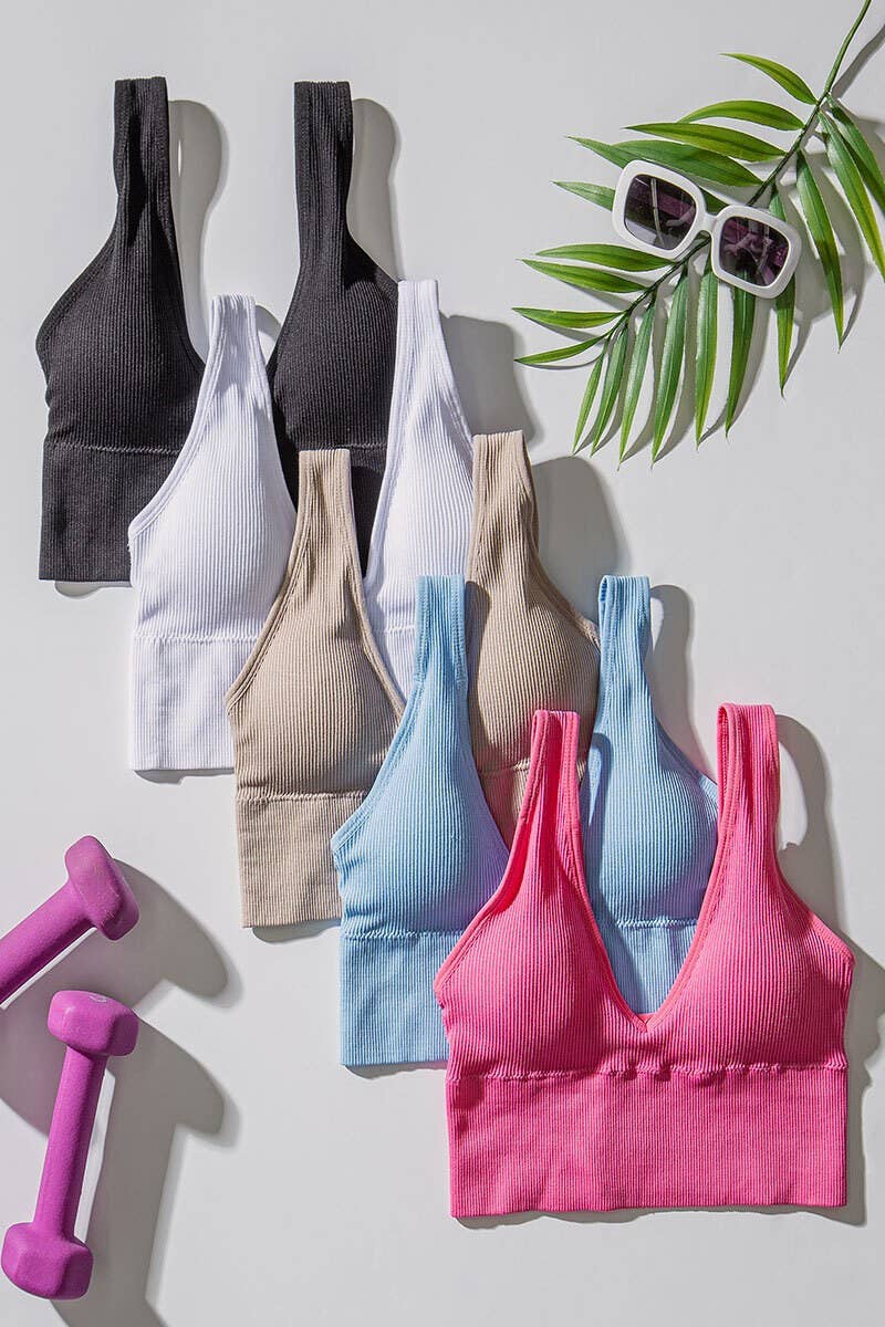 Urban Daizy - Wholesale Bralette - Women's - Mineral Wash V-Neck Rib Knit Bralette Top21