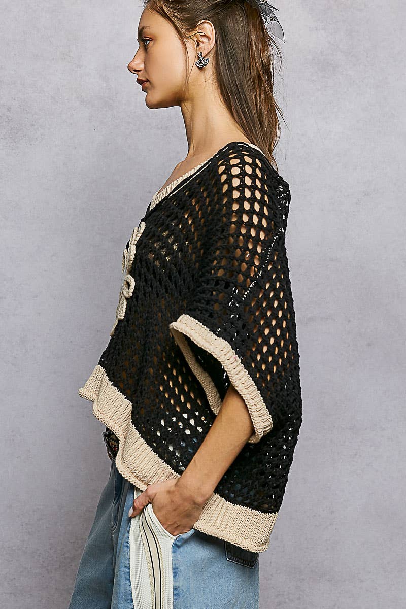 Pol Clothing - Wholesale Knit Top - Women's - Round Neck Sleeveless Floral Thin Sweater Top SALE2