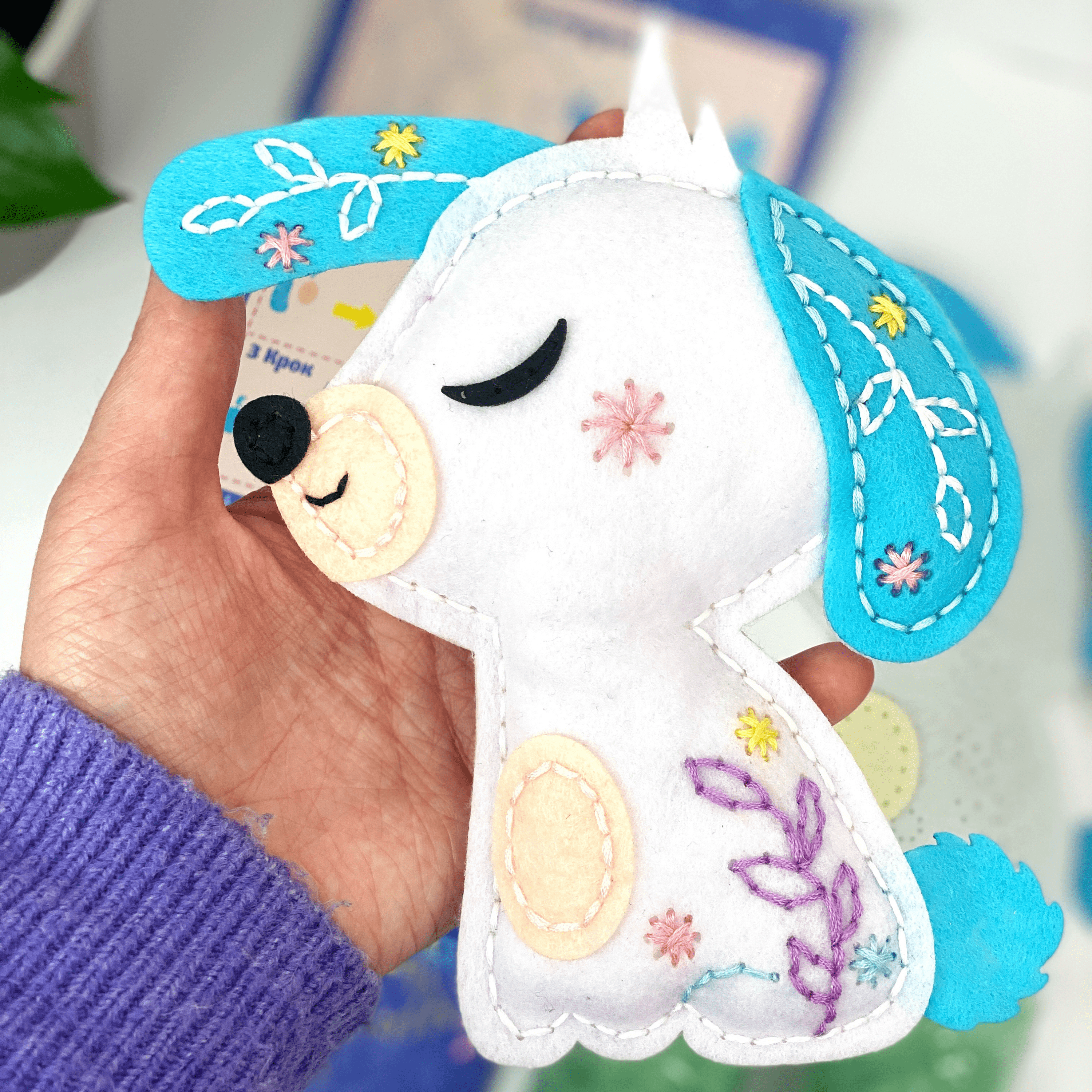 Fainotoys - Vendita all'ingrosso Kit per lavoretti fai da te - Bambini - APLI Krapli - APLI Krapli Kit di Cucito per Giocattolo in Feltro Cane Feltro Pretagliato Imbottitura Filo & Ago Sicuro Età 6+2