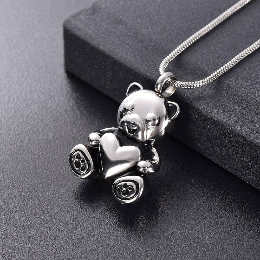 Cherished Emblems - Wholesale Pendant/Charm Necklace - Cute Teddy Bear With Heart Cremation Urn Necklace21