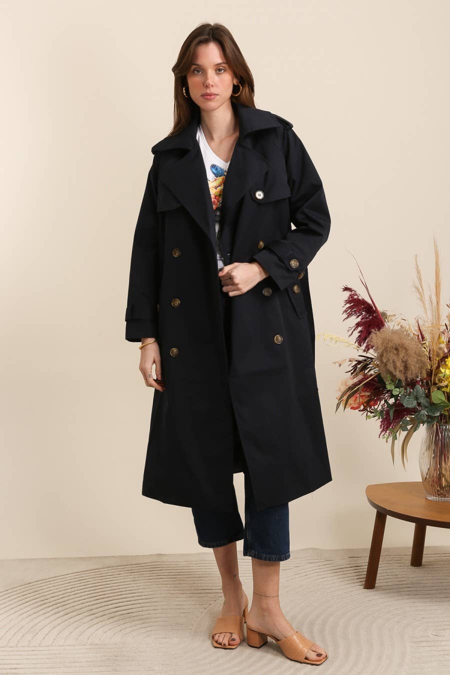 Attrait Paris - Wholesale Trench Coat - Women's - Long double-breasted trench coat17