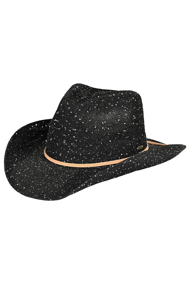 Hana - Vente Chapeau de cowboy – femme - Chapeau de cowboy à paillettes C.C4
