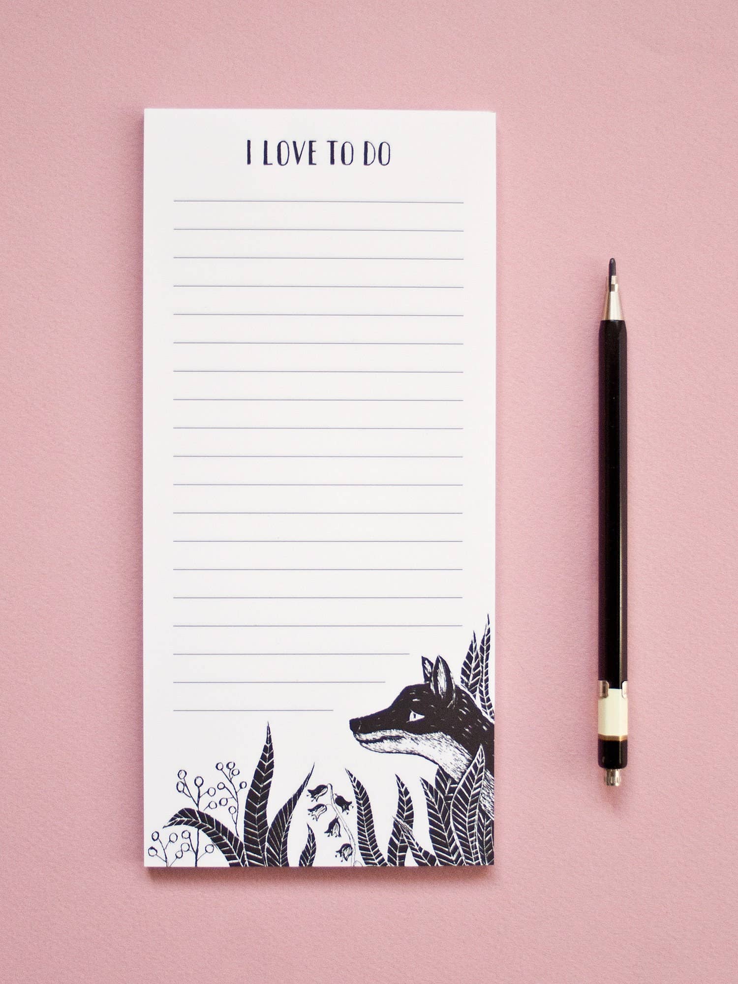 Katja Rub – wholesale Anteckningsblock – Anteckningsblock med räv – I love to do, DIN long, 50 blad4