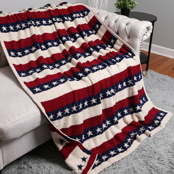 US Theme Star Pattern Cozy Soft Throw Blanket for wholesale by Fashion City