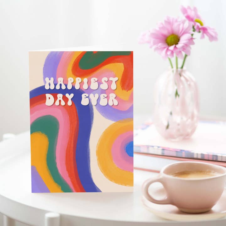 Tikkled Pink - Wholesale Congratulations card - Happiest Day Ever | Congratulations | Rainbow1