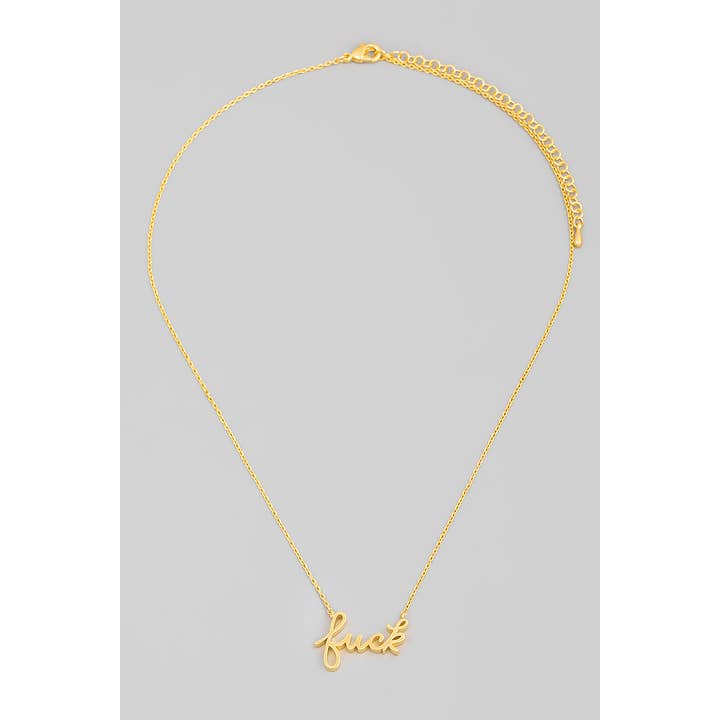 The Looks by Fame Accessories - Wholesale Pendant/Charm Necklace - Handwritten Fuck Pendant Necklace