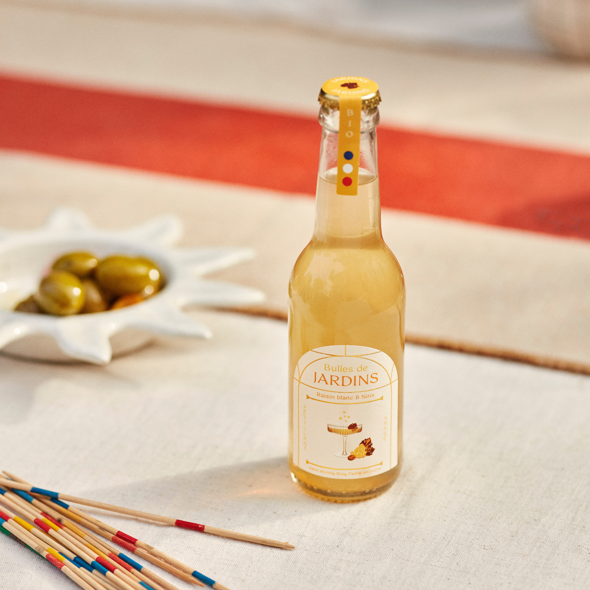 Jardins - Venta al por mayor Aperitivo/cóctel sin alcohol - Vino espumoso orgánico sin alcohol - Uvas blancas y nueces - 25 cL1