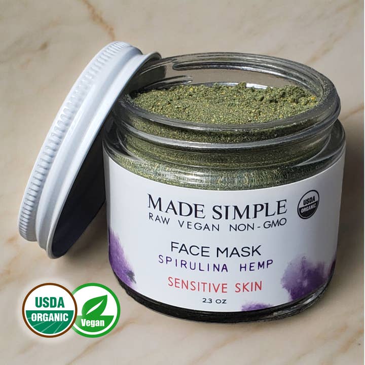 Made Simple Skin Care – wholesale Ansiktsmasker – Spirulina hampa ansiktsmask - certifierad ekologisk, vegan