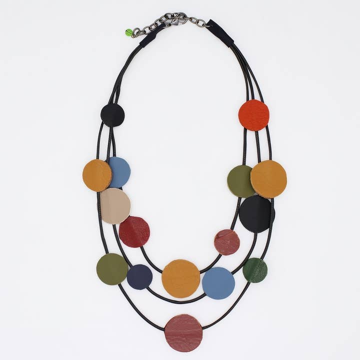 Multi-Color Waverly Leather Statement Necklace for wholesale by Sylca Designs