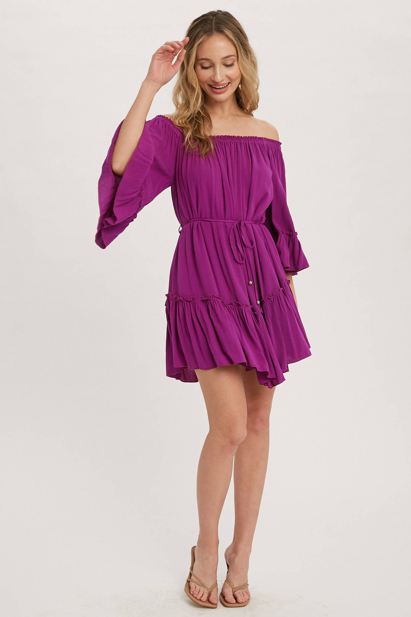 Bluivy - Wholesale Dress - Women's - RUFFLED SOLID BOHO DRESS4
