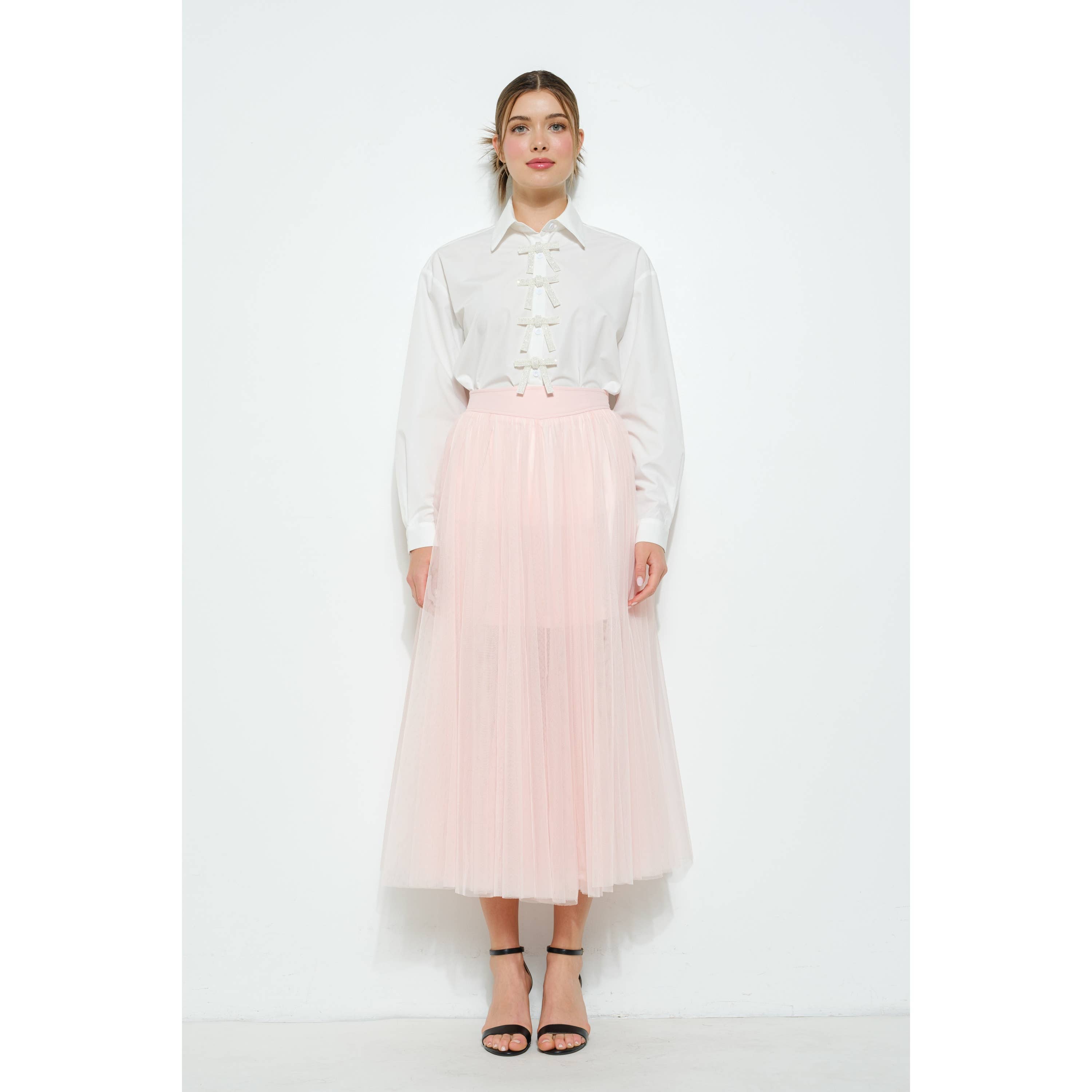 INA - Vendita all'ingrosso Gonna - Donna - Gonna a strati in tulle a vita alta a trapezio trasparente5