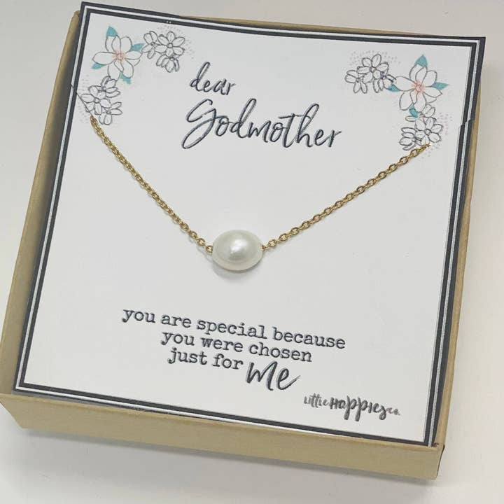 Little Happies Co - Wholesale Beaded/Pearl Necklace - Pearl necklace, Gift for Godmother, Godmother gift, Godmother necklace, Christmas gift For Godmother, dainty necklace, conformation gift