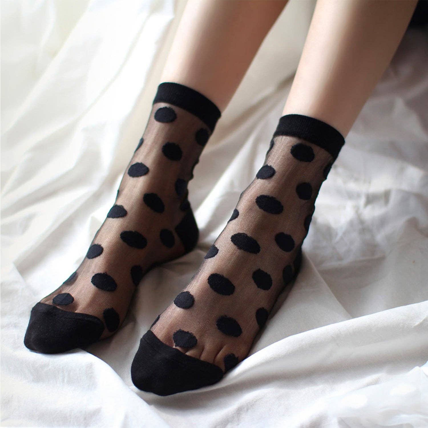 7DAYSSOCKS - Wholesale Socks - Women's - Women's Crew Sheer Basic Dot Socks10