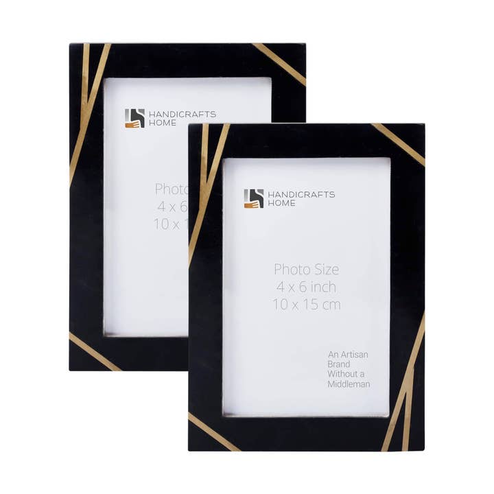 Photo Frame Deco Bamboo Pack of 2 Black, 3 Sizes for wholesale by Muqeem & Brothers