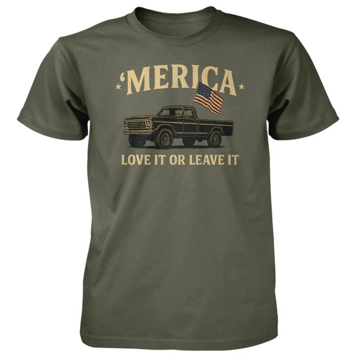 Merica Aime-le ou quitte-le - T-shirt en coton 4,5 oz pour la vente par American Traditions