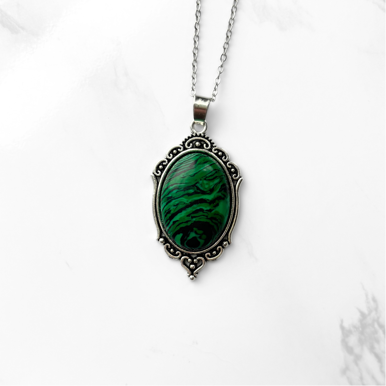 The Poison Path - Wholesale Pendant/Charm Necklace - Malachite Pendant Necklace | Antique Gold or Silver0