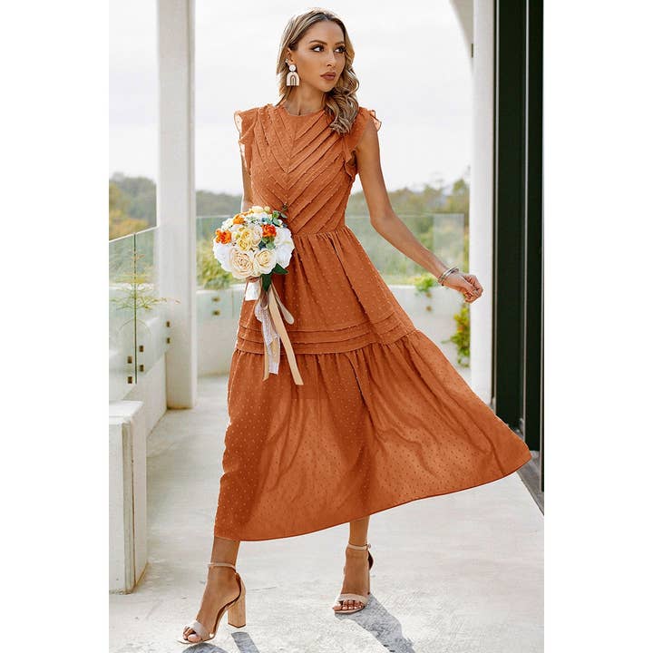 Supreme Fashion - Wholesale Dress - Women's - Ruffle Solid Willow Smocked Maxi Dress