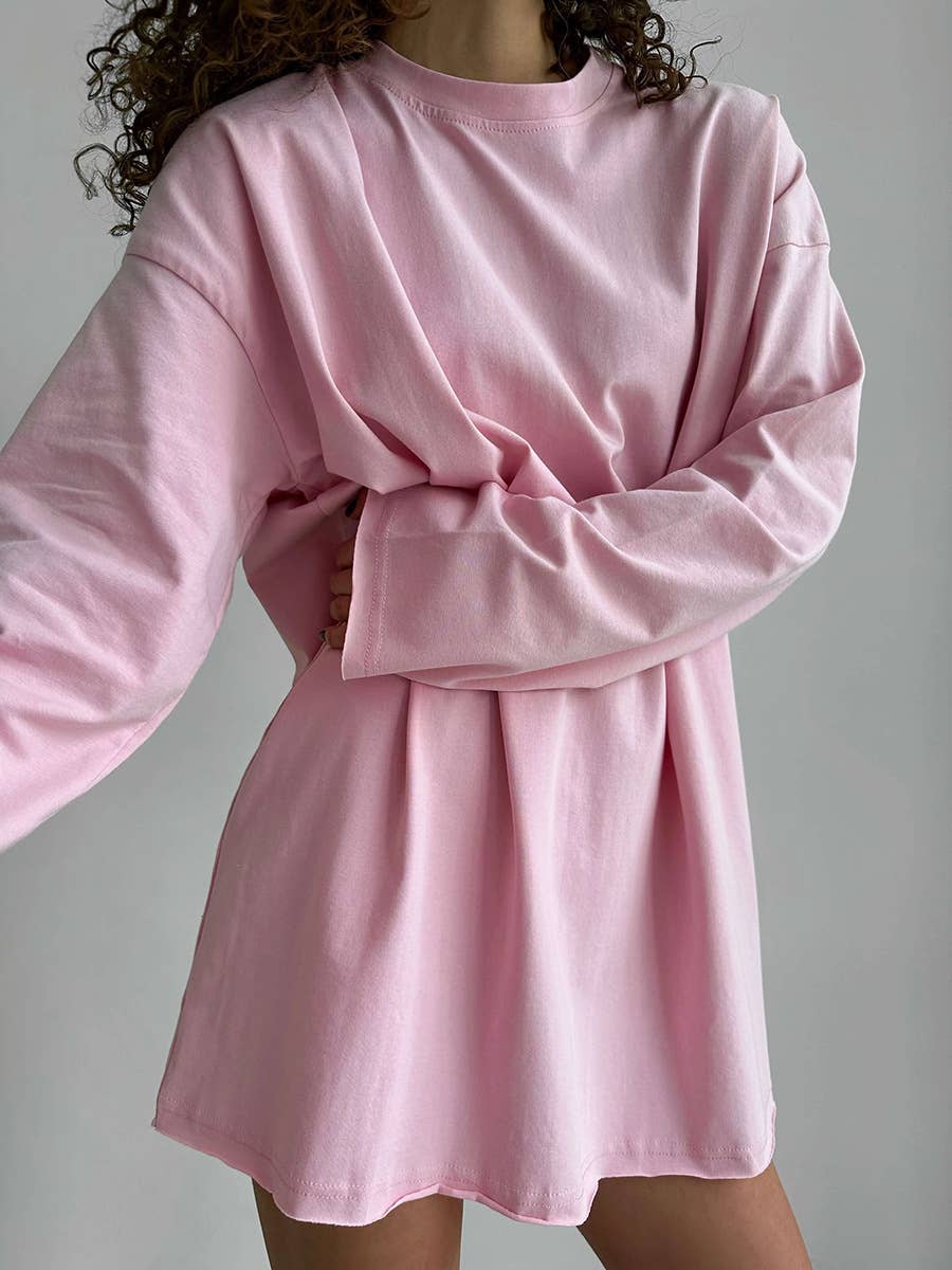 Rosa Clothing - Wholesale T-Shirt - Women's - Oversized long sleeve cotton t-shirt women tee18