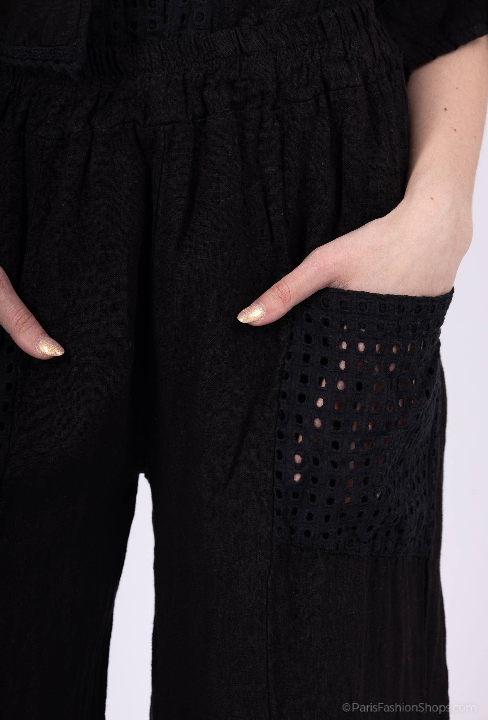 Shyloh - Wholesale Pants - Women's - Linen Trousers with Openwork Pockets 2058028