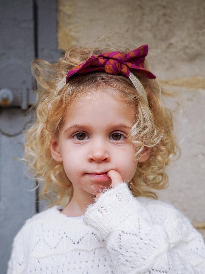 Elastic headband - Dalida - Fuchsia Camel for wholesale by Jolie mouette