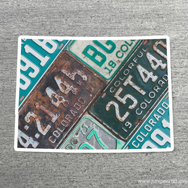 Colorado Waterproof Vinyl Sticker Vintage License Plates for wholesale by Juniper & Spruce
