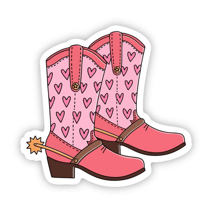 Big Moods - Wholesale Sticker - Pink & Heart Cowboy Boots Sticker