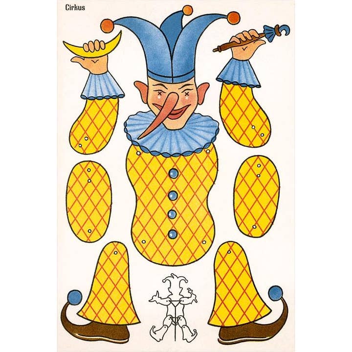 Found Image Press - Wholesale Stationery/notecard set - Greeting Card CI-07 Articulated Cirkus Joker Doll