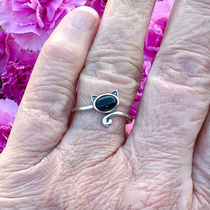 Moonrise Jewelry - Wholesale Cocktail/Statement Ring - R-106 Cat with Black Agate Ring5