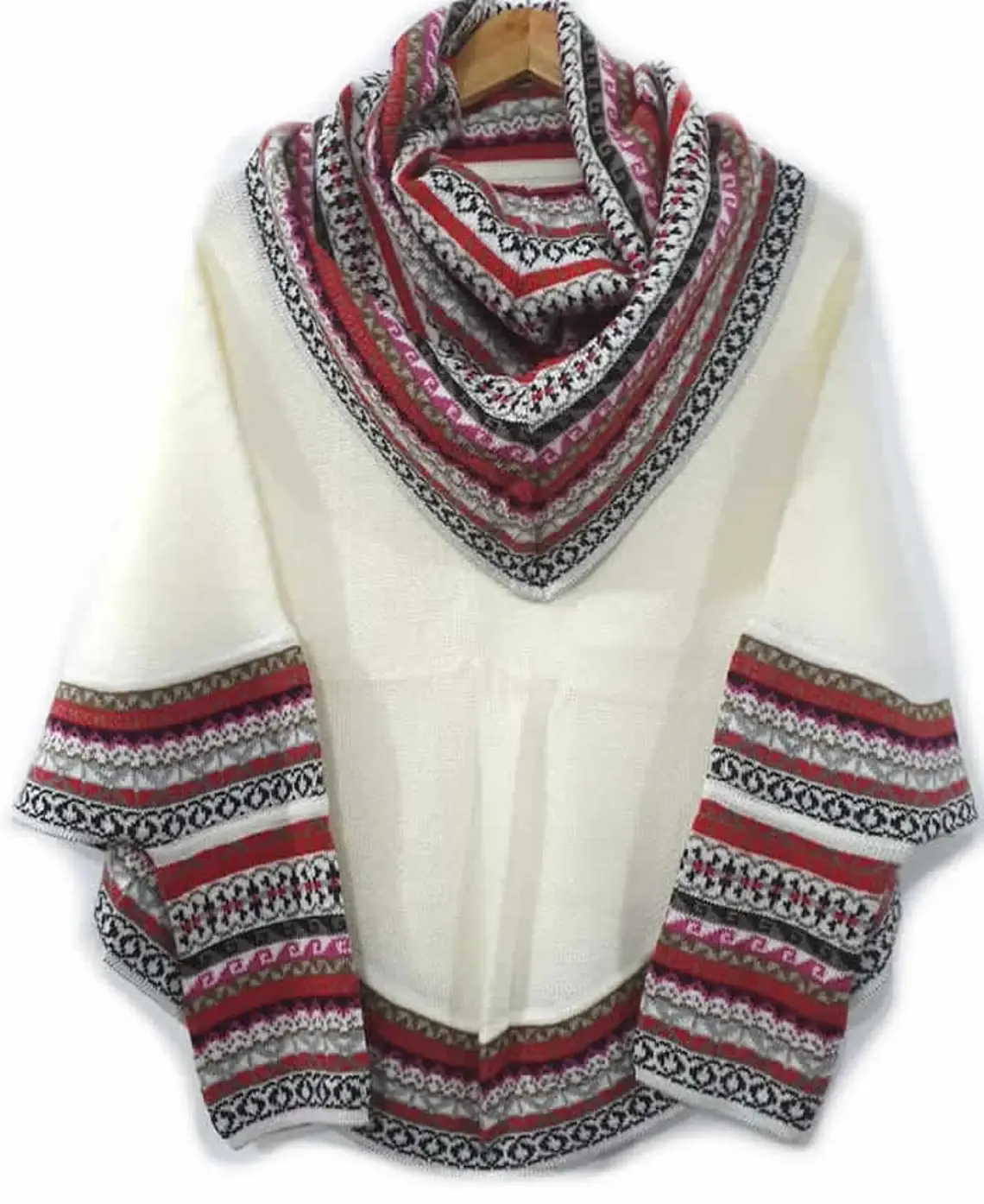 MODA LATINA - Wholesale Poncho - Women's - Superfine Alpaca Wool Knitted Turtleneck Poncho Cape8
