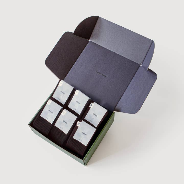 Everywear Crew Socks | SVART Tvåfärgad 6-pack Presentförpackning för wholesale av sheec socks