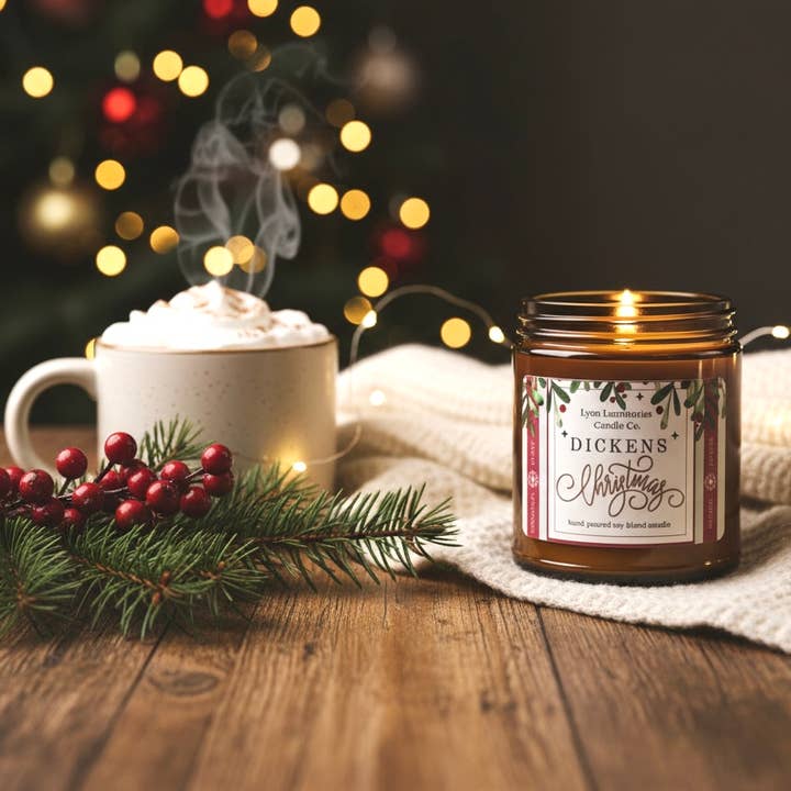 Dickens Christmas Soy Blend Candle for wholesale by LYON Luminaries Candle Co.