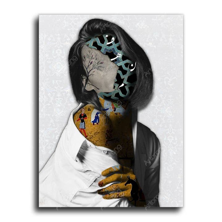 Mellemøstlige detaljer om hendes ansigt | Iran kunst | Persisk Wall Art lærredskunst | Persisk Indretning af hjemmet | Iransk kunst | Persisk gave for engroshandel hos Artorang